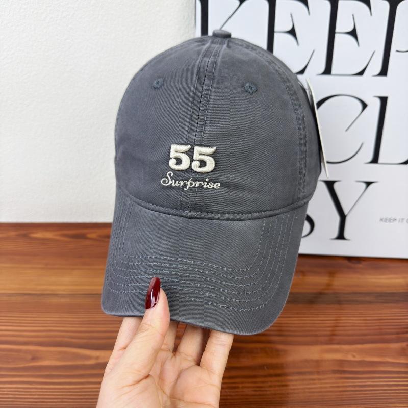 New letter embroidery showing face small soft top baseball hat men's and women's niche personality versatile sunshade cap