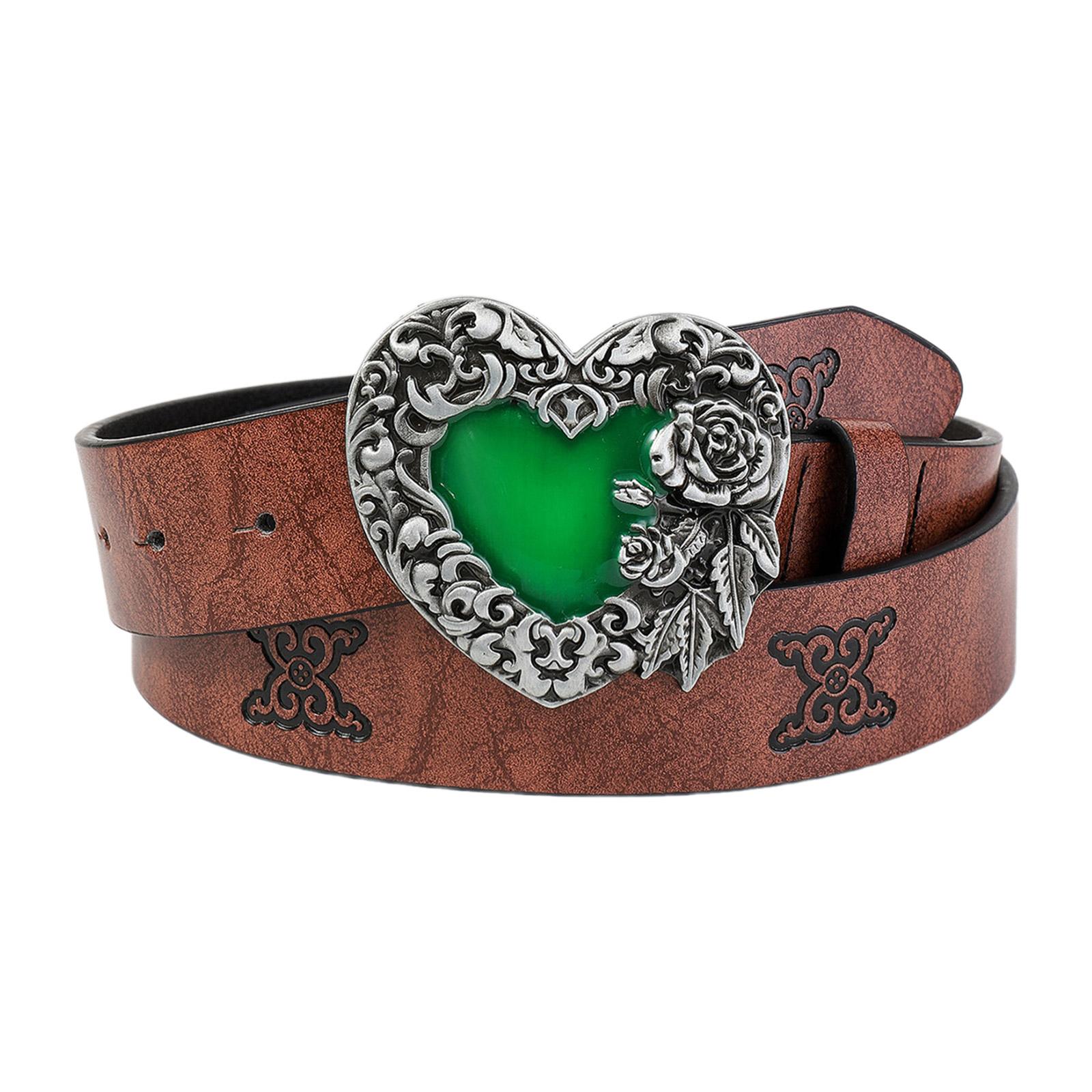 

PU Waist Belt with Embossed Gemstones Buckle Adjustable Length Waist Belt Woman Girls Jeans Skirt Coat Decors Waistband