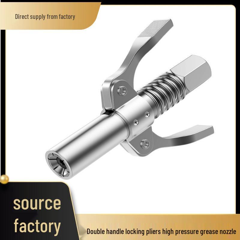 Double Handle Locking Pliers with High Pressure Grease Nipple and Clip-on Nozzle for Manual Grease Gun