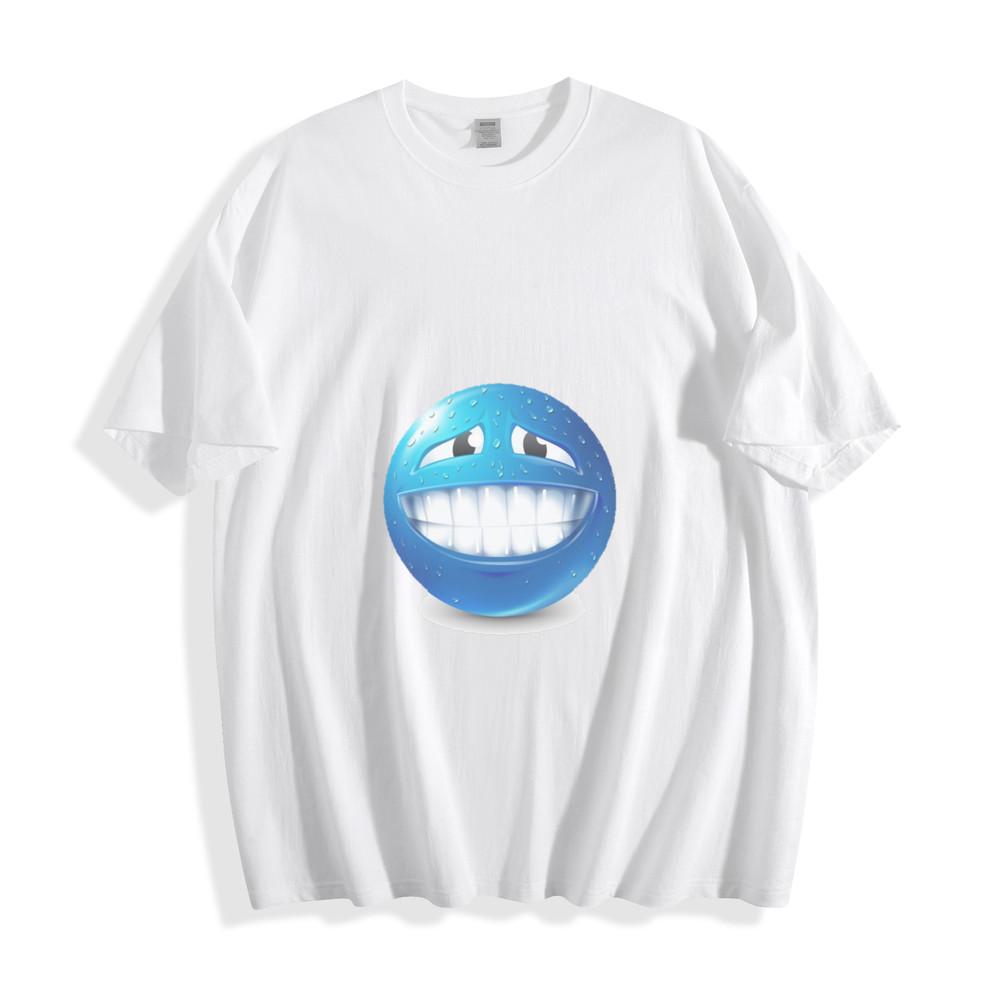 

Wicked Blue Emoji Grin Tee - Bold and Wet Look Unisex Shirt M