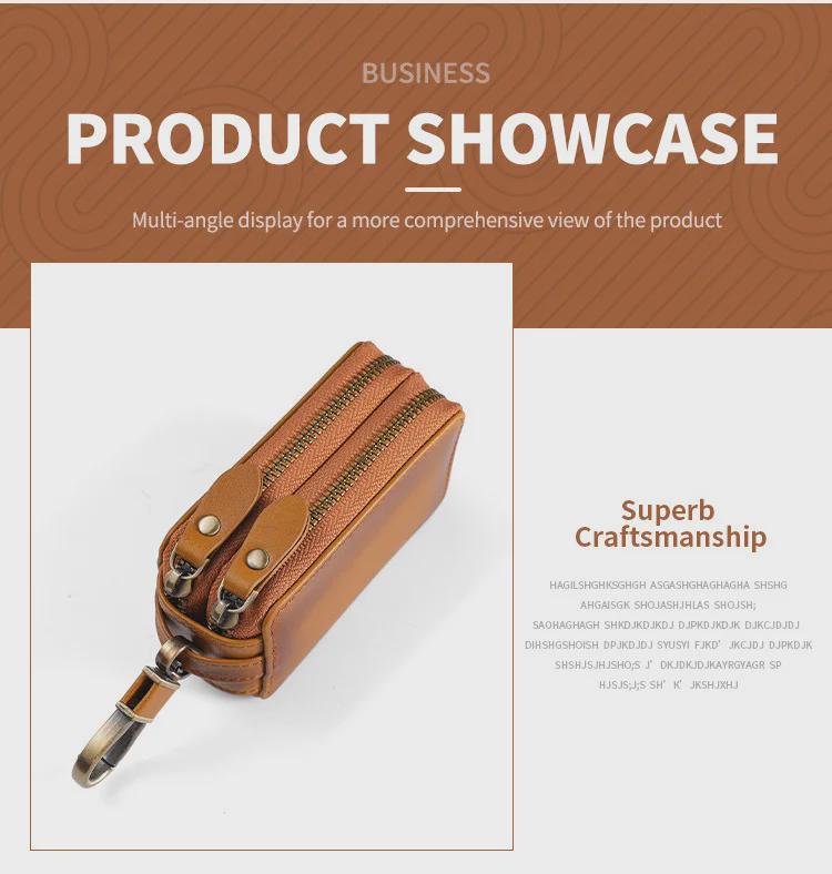 2023 Men's Genuine Leather Retro Car Key Cover, Contrast Color, Single & Double Layer Options