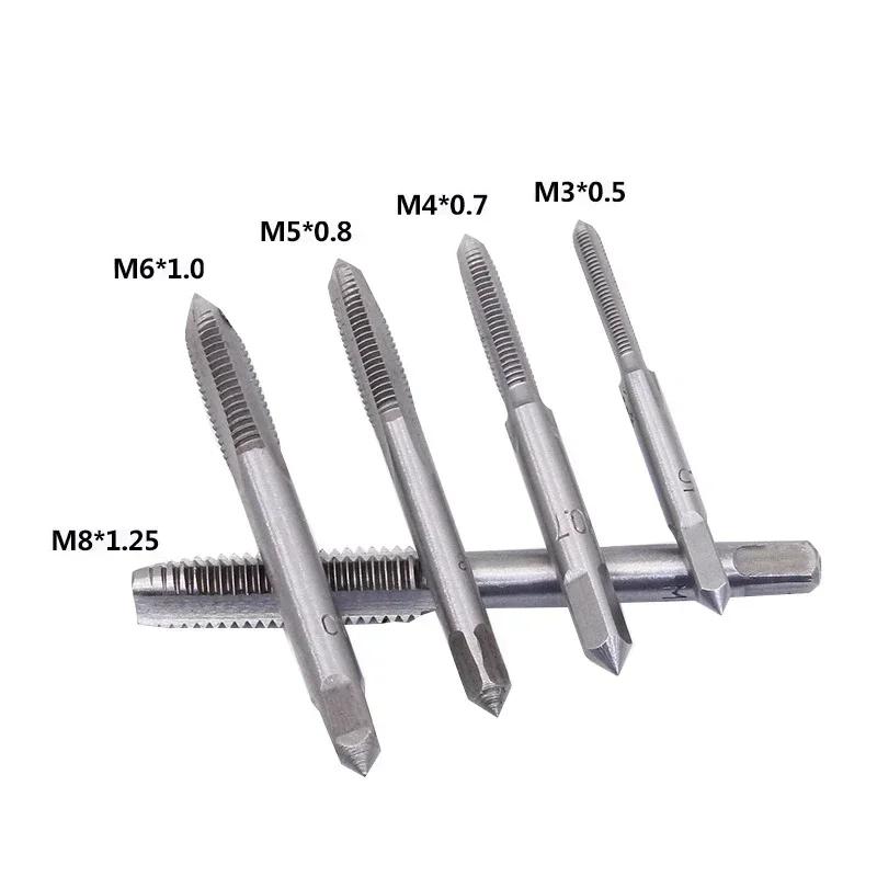 6PCS Thread Drill Bit Manual Tapping Wrench T-shaped Handle Adjustable M3-M8 Set Household Hardware Tool Accessory Combination