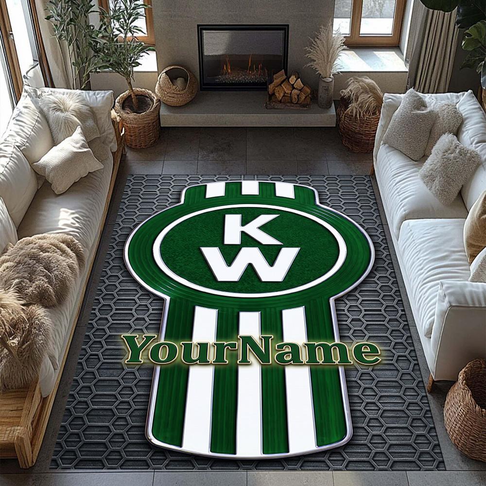Kw Heavy Trucks Customizable Name Area Rug Suitable for Foyer Outdoor Decorate room Study room Anti-slip Rug Office home decor