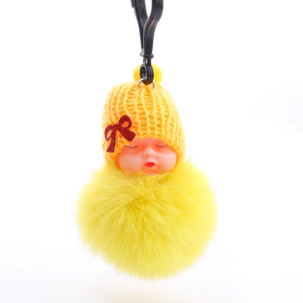 Imitation Rex Rabbit Fur Sleeping Doll Keychain - Cute Sleeping Baby Bag Pendant Gift