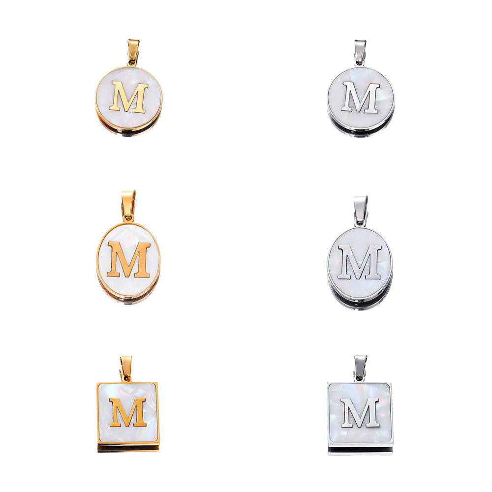 1Pcs Stainless Steel With Pinch Bail Clasps Imitation Pearl Letter Charms Pendant For Necklace DIY Jewelry Making Accessories