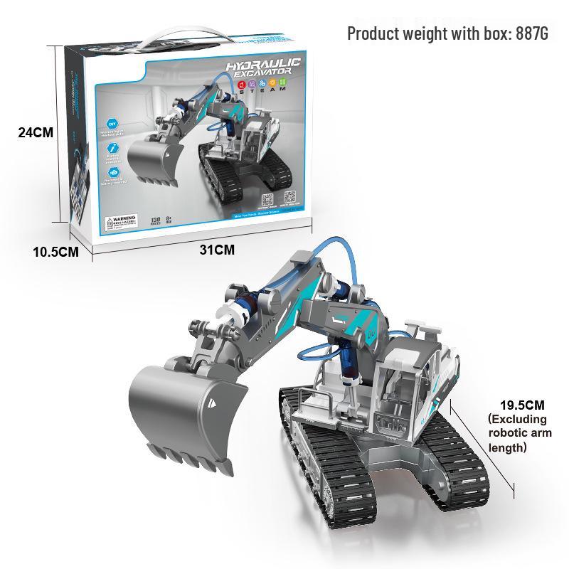Hydraulic DIY Engineering Vehicle STEM Science Kit: Tracked Bulldozer Excavator Toy