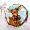 Christmas Reindeer Folding Umbrella-Fashionable Auto-Open Design 8 Iron Ribs Plastic Handle Foldable Sunshade,Perfect Gifts