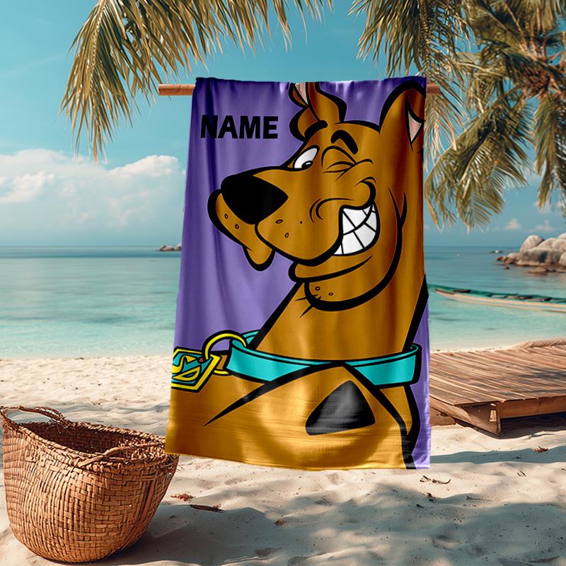 Custom Name Ultra-Soft Beach Towel with Scooby-Doo Theme,Ideal for Pool - Camping, Diving - Perfect Travel Essential, Vibrant Beach Towel.