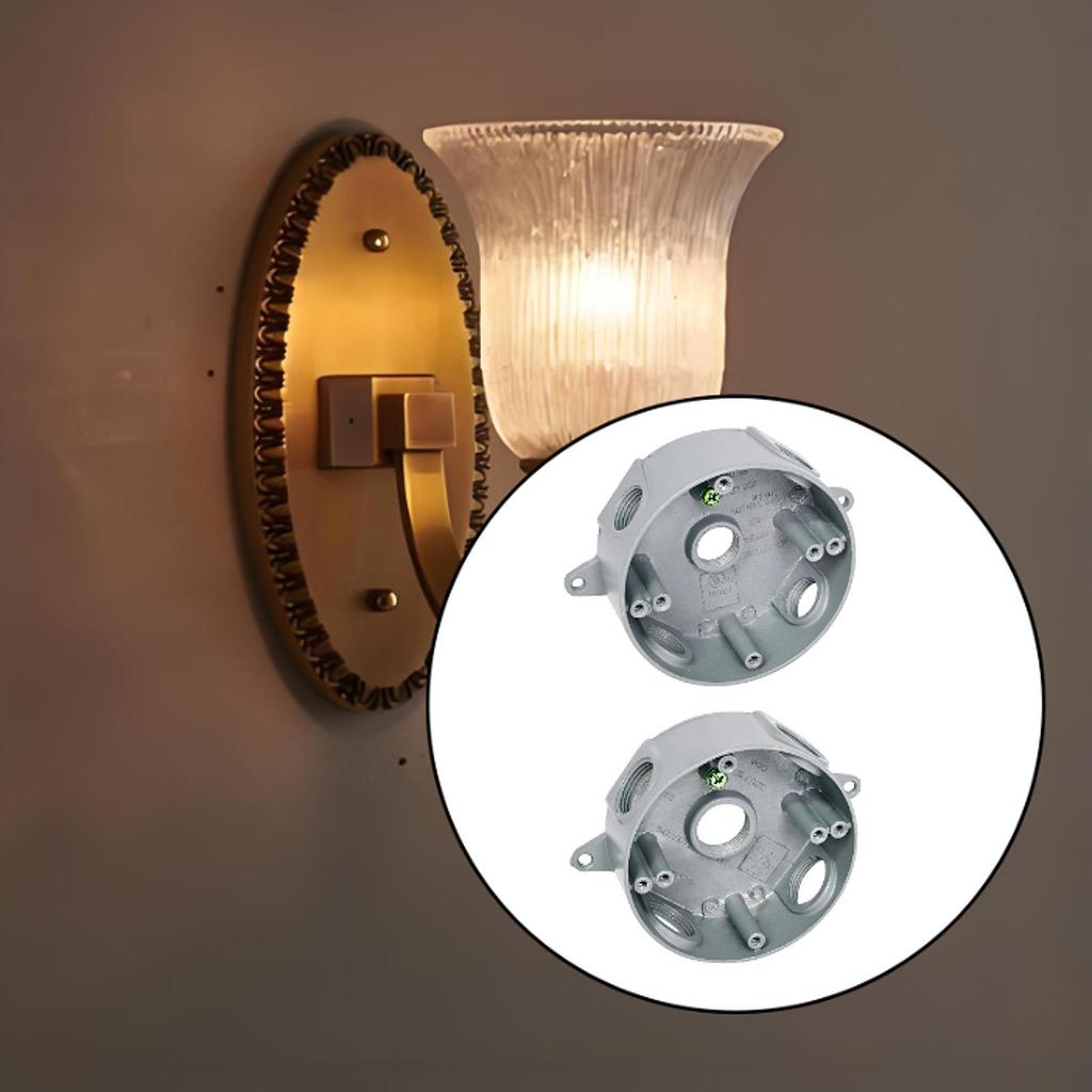 Round Weatherproof Box Diameter 101.6mm/40.00inch Threaded Outlets Wire Junction Box for Network Outside Lamps Garden Yard