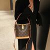 New Printed Bucket Bag, Vintage Light Luxury Handbag, Large Capacity Crossbody Bag, Commuting Shoulder Bag, Women's Bag