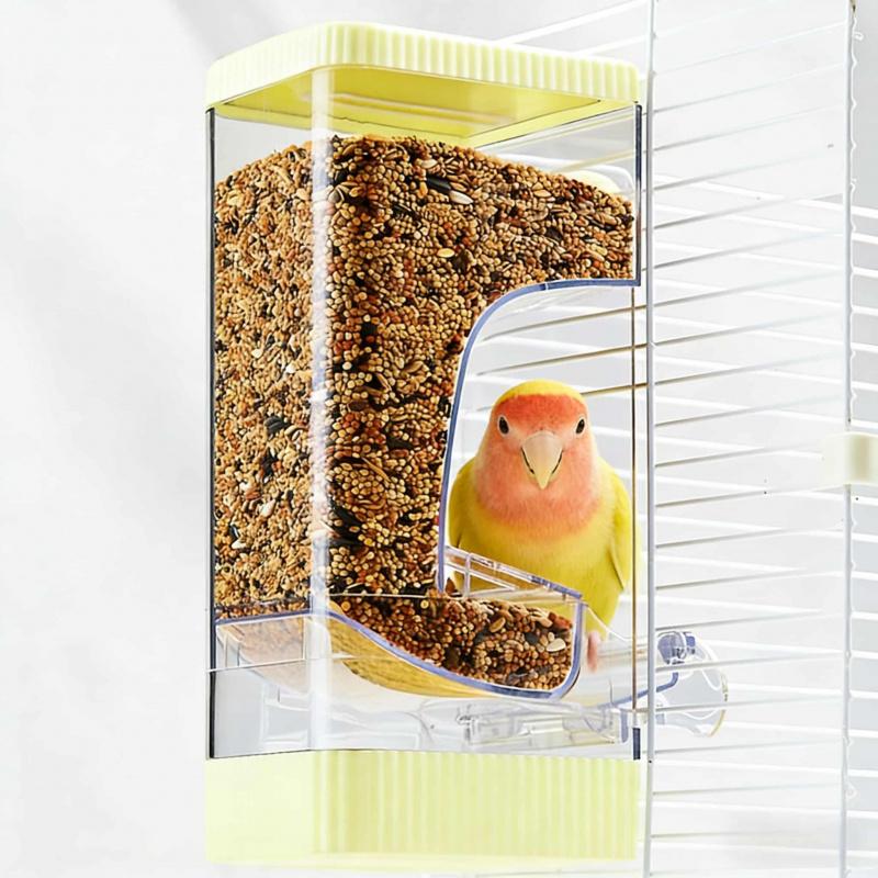 Small Parrot Feeder Splash-proof House-shaped Large Capacity Automatic Feeder Pet Feeding Supplies