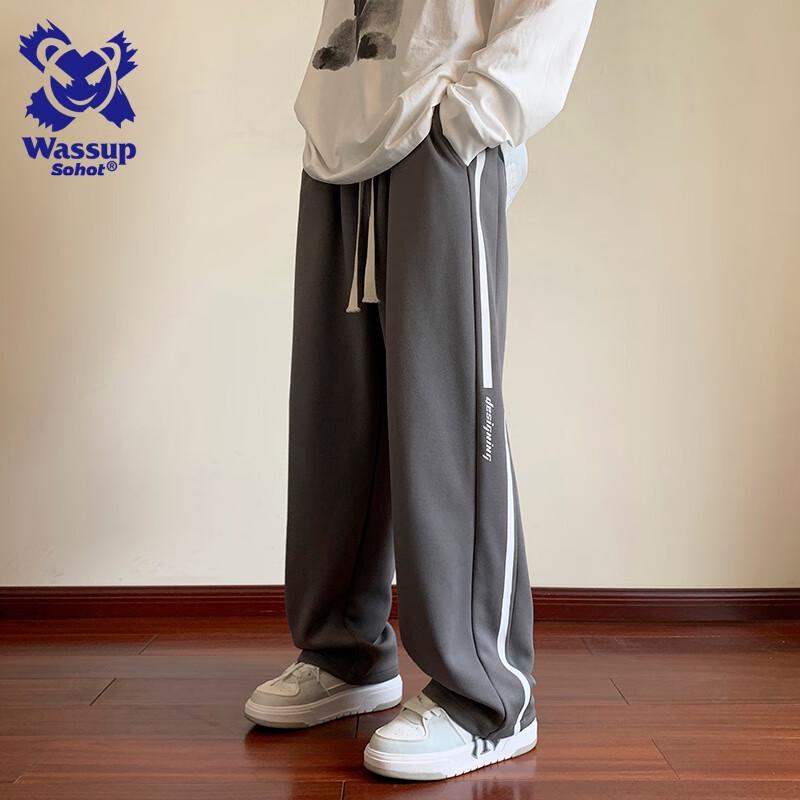Wassup Sohot Men's American Retro Straight-Leg Casual Pants