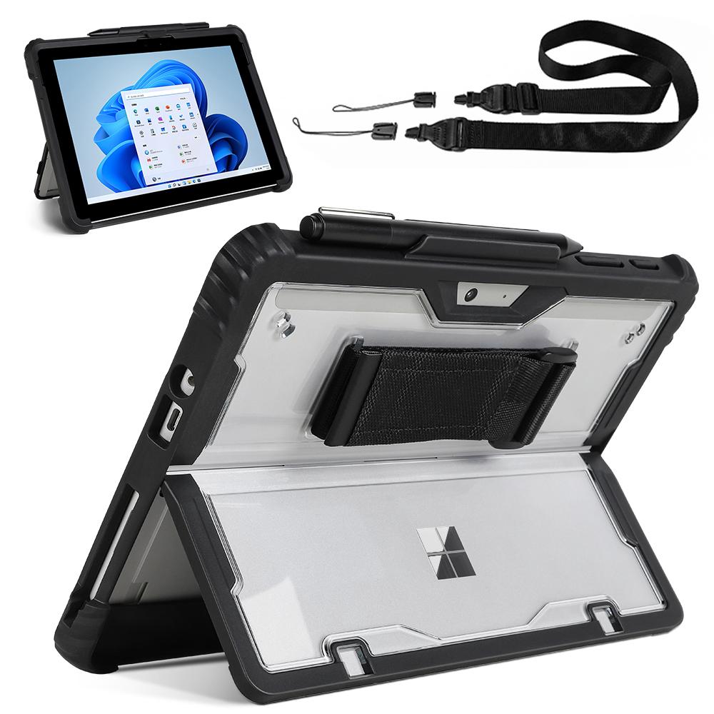 For Microsoft Surface Pro 10 Case Kickstand PC+TPU+Acryclic Tablet Cover with Shoulder Strap