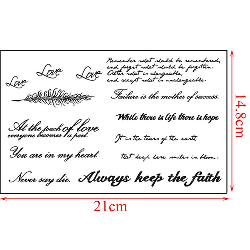 2Pcs Removable Temporary Tattoo English Word Body Art Tattoos Sticker Waterproof