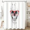 Skull Shower Curtain Gothic Horror Decor Spooky Halloween Bathroom Set Vintage Skull Art Tapestry Backdrop Wall Hanging Home Dec