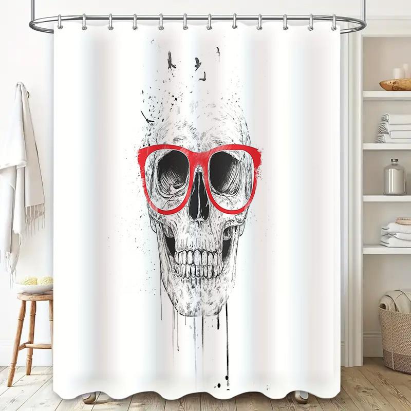 Skull Shower Curtain Gothic Horror Decor Spooky Halloween Bathroom Set Vintage Skull Art Tapestry Backdrop Wall Hanging Home Dec