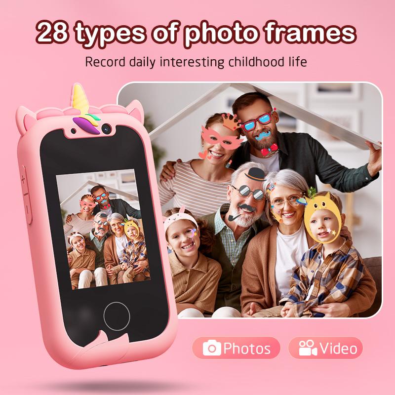 Kids Smart Phone Toys For Girls Unicorns Gifts 2.8 Inch Touchscreen Dual Camera Music Player Learn Toys Christmas Birthday Gifts