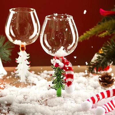 Copo para Bebida Elegante com Haste Alta para Uso em Festas com Mini Cachecol Presente de Natal Copo de Vidro Taças de Vinho 1/2 peças