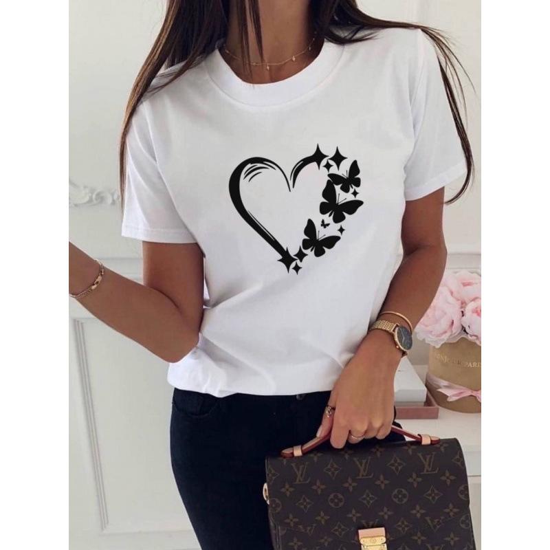 Women's Top Cat Print Short Sleeve T-Shirt