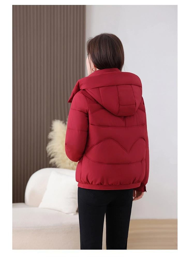 Women’s Short Windproof Thicken Warm Winter Jacket With Detachable Hood
