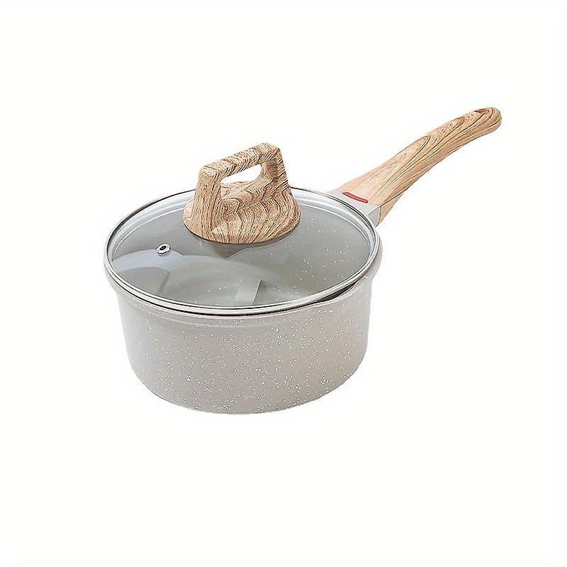 1Pc Medical Stone Saucepan, With Wooden Handle, Non-stick Pot, Small Milk Pot, Baby Food Pot, For Home Kitchen Restaurant,