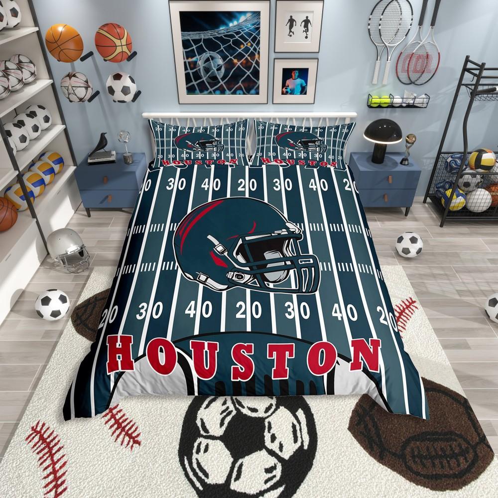 

Homewish Cartoon Ice Hockey Duvet Cover Set for Boys,Eat Sleep Bedding Set,Navy Grey Sports Helmet Reversible Bed Set DE XS 100x135cm 2pcs&set