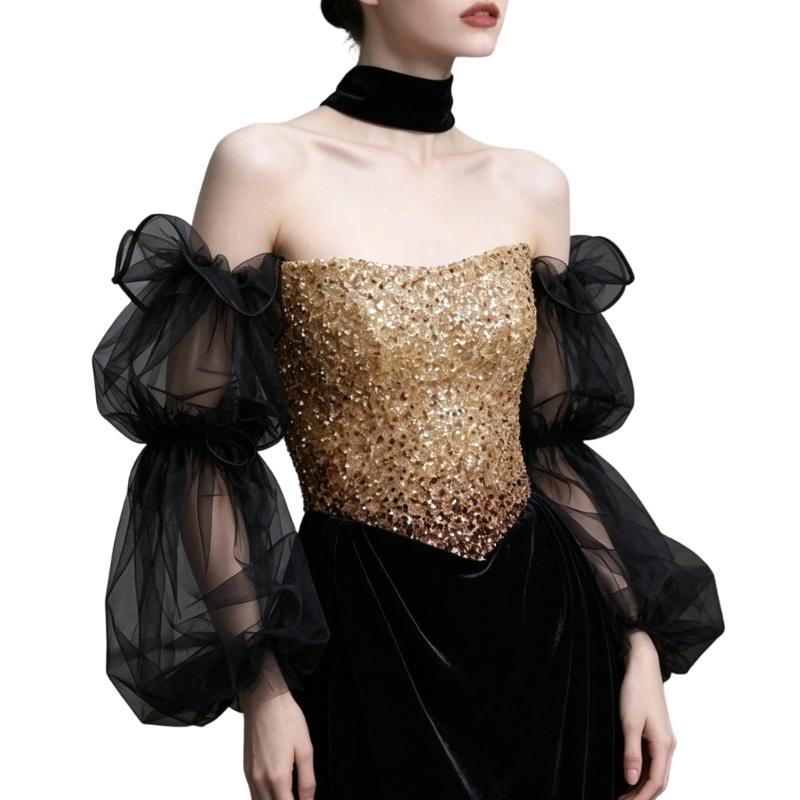 Bridal Arm Sleeves Flared Sheer Bishop Sleeve Design Perfect Pairing With Various Gowns
