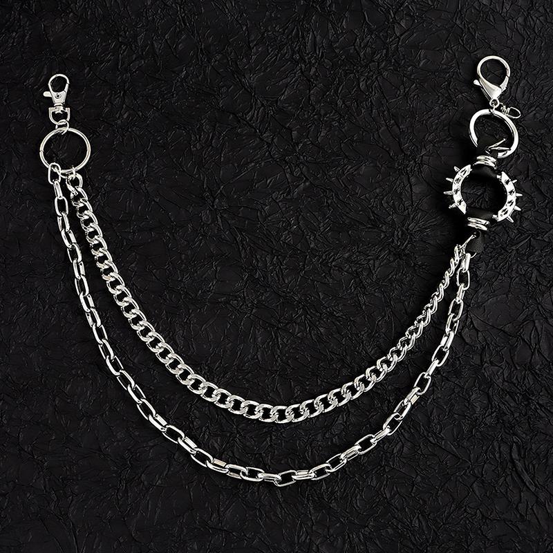 Punk Hüftketten, Hip Hop Hosenketten mit Stacheln, Retro Metallgürtel für Hosen, Handtaschen- und Bekleidungsdekoration, Rockstil