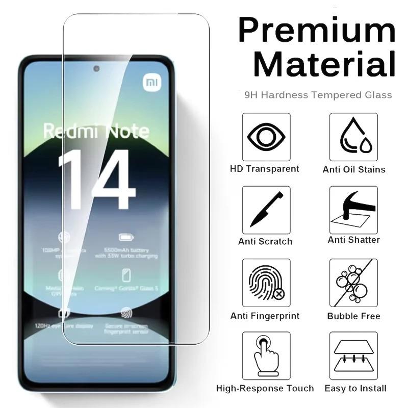 [4+4] 8Pcs Camera Lens Film+Screen Protector Tempered Glass For Xiaomi Redmi Note 14 13 Pro 4G 5G Redmi 13C 14C A5 For Xiaomi 14T POCO X6 M6 Pro