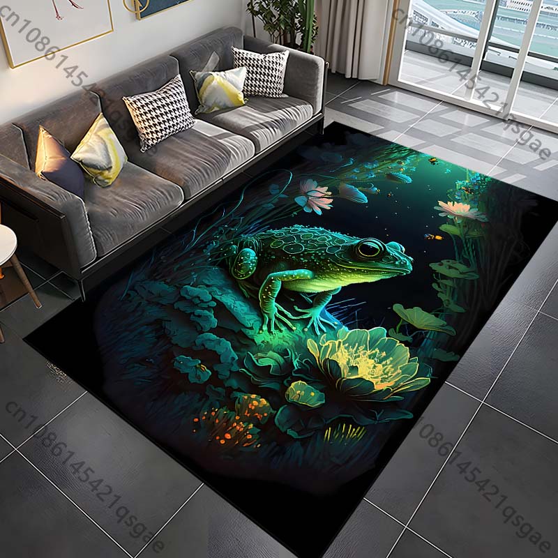 

1PC Frog among flowers, starlight Print Carpet Rug for Living Room Bedroom Sofa Doormat Home Decor Non-slip Floor Mat 40x60cm