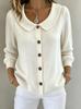 Fall/Winter 2026 Women's Solid Knit Button Cardigan with Long Sleeves