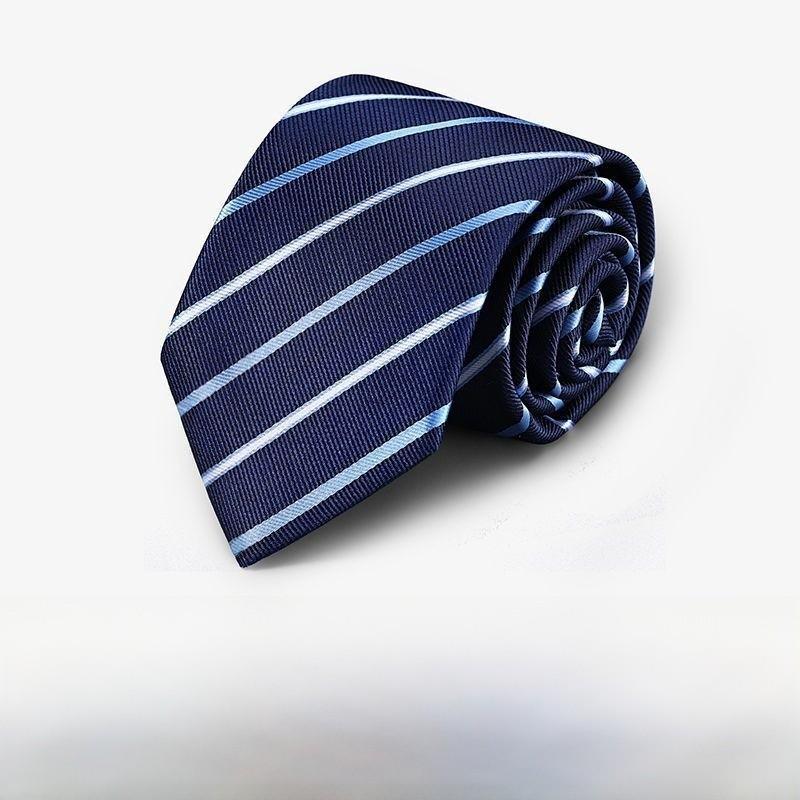 Polyester Striped Tie For Men Business Formal Wear With Zipper Closure For Office And Wedding