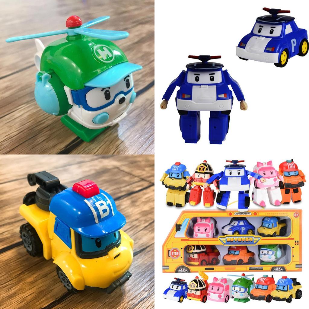 High-quality Robocar Poli Roy Amber Transformers Robot Action Figures Car Bus Set