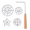 5 Pieces Rosette Iron Mold Set Aluminum Frying Mold With Wood Handle For Making Fancy Fried Pastry