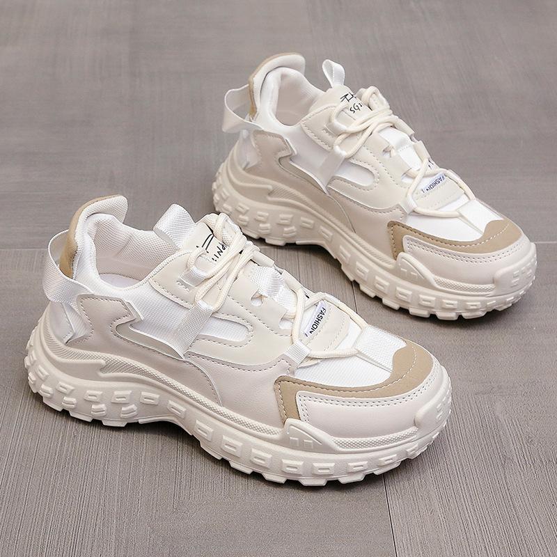 

Модные повседневные легкие кэжуал кроссовки на толстой подошве для женщин, корейская версия, 2024, новые весна-осень 41 покинуть белый