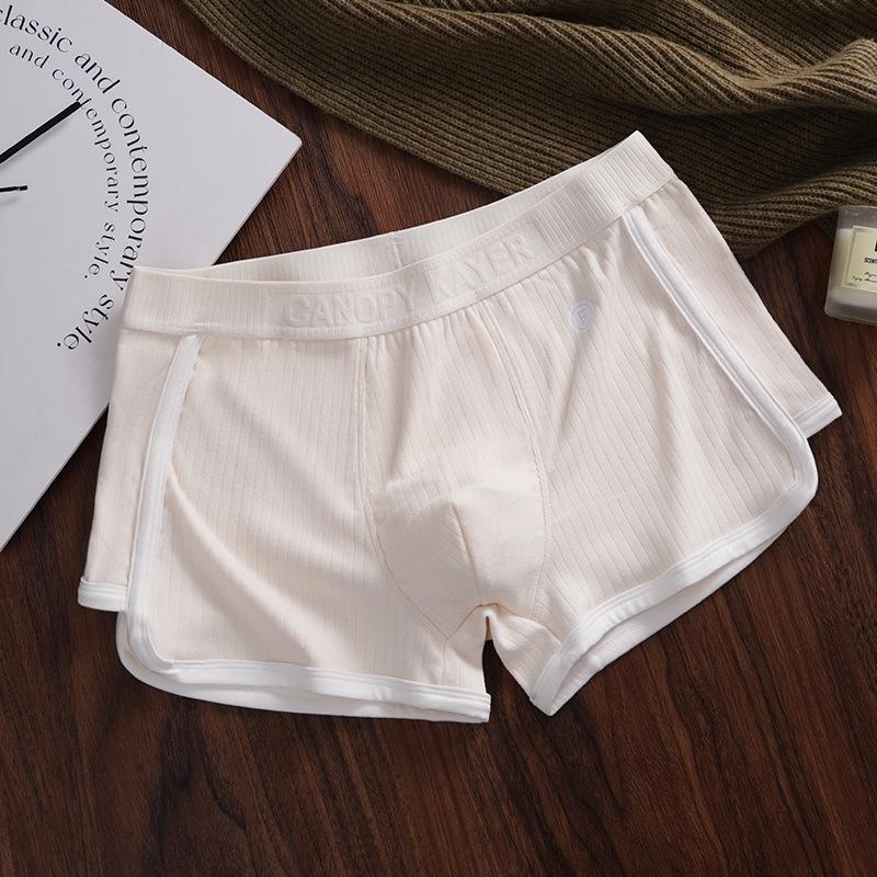 Men's Antibacterial Breathable Loose Fit Boxer Briefs Mid-Rise Striped Shorts