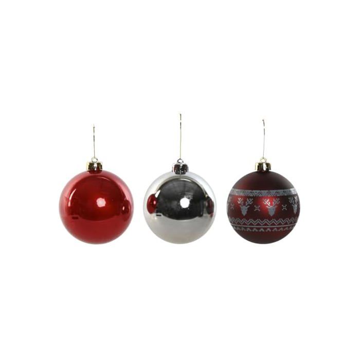 Boules de Noël - Home ESPRIT - Rouge Argenté - Polyéthylène - 21,5 x 21,5 x 22,5 cm - 15 pièces - Multicolore