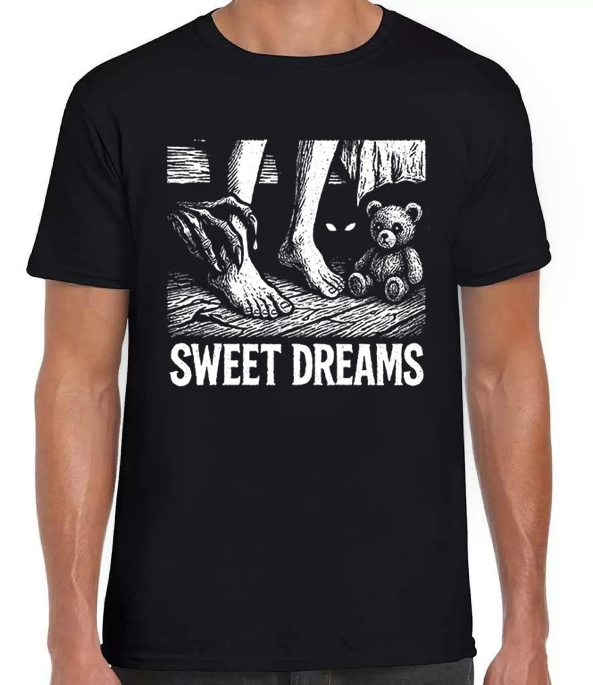 Sweet Dreams Monster Under The Bed Horror Nightmare Scary Halloween Funny Gift Tee Black T Shirt S