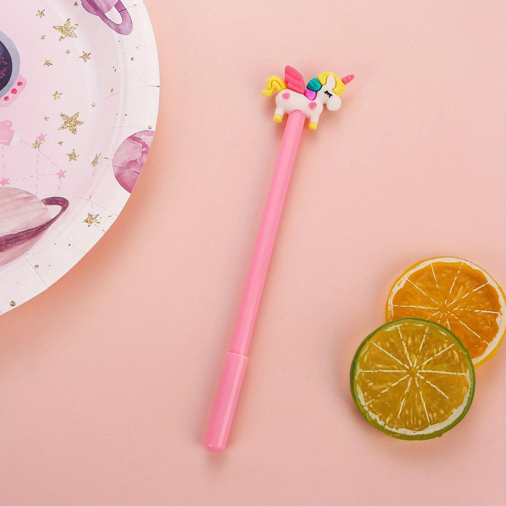 Zpátky do školy 10 ks 0,5 mm kreativní pero s jednorožcem a neutrálním motivem pera s kresleným poníkem na vodní bázi, jednoduché pero s podpisem zvířete, školní potřeby