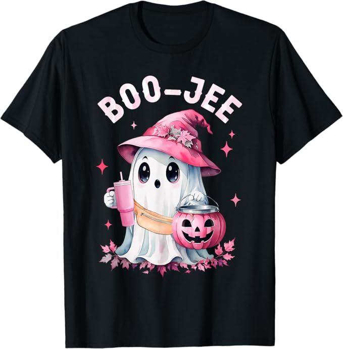 Boujee Boo Jee Spooky Ghost Pink Halloween Pumpkin Costumes T-Shirt