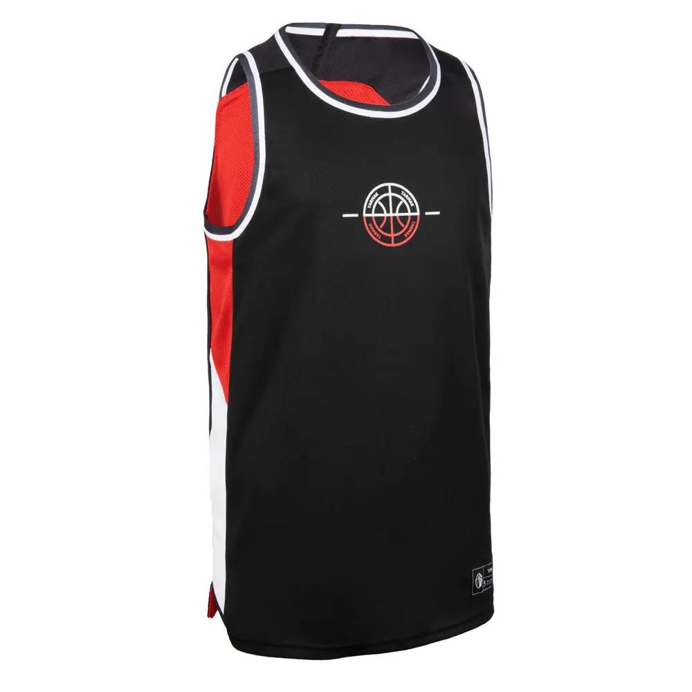 

DECATHLON TARMAK T500R Basketball Breathable Reversible Sleeveless T-Shirt Black/Red Junior 151-160