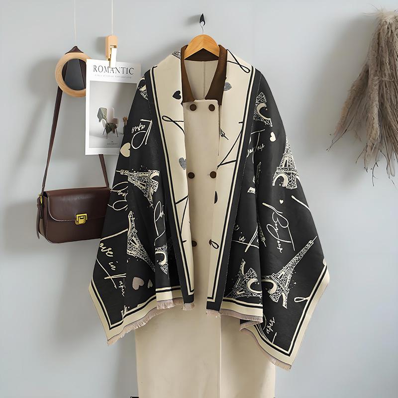 Luxury Double-Sided Women's Scarf: Thick Imitation Cashmere Shawl & Neck Warmer for Autumn/Winter