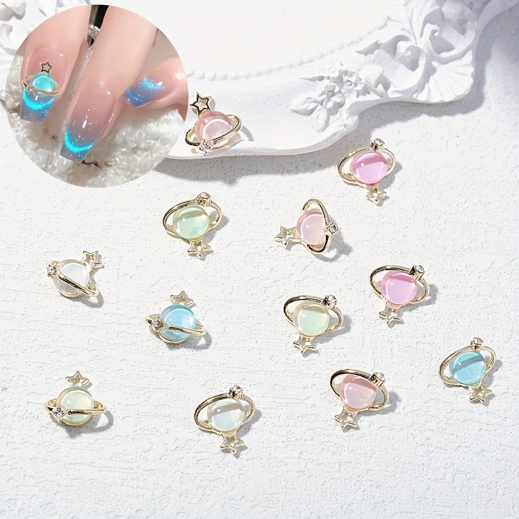 Light Luxury Nail Accessories (20Pcs) - Star Cat's Eye & Earth Planet Jewelry for Nail Art Decor