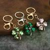 Trendy Luxury Rhinestone Four-Leaf Clover Keychain Fashion Exquisite Green Leaf Keyring Bag Charms For Women Gifts
