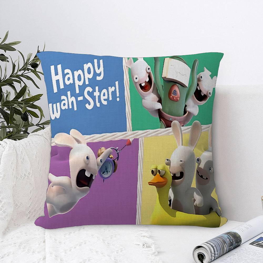 

Classic Cartoon Raving Rabbid Pillow Cushion Cover Pillowcase Living Room Sofa Home Decor Customized 12x12Inch