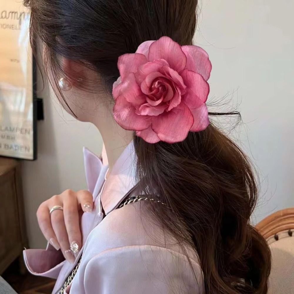 

Cloth Simulation Flower Hair Clip Bohemian Style Duckbill Clip Fashion Rose Flower Hairpin Girl рожевий