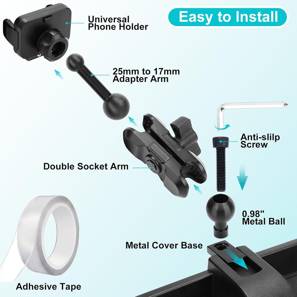 Metal Phone Mount For 2018      Jeep Wrangler JL JLU & Gladiator JT, Multi-Mount Phone Holder Dash Tray System Kit With Adjustable Metal Arm Don'T