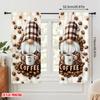 2pcs,2D plane printing Curtains Coffee Gnomes Durable Polyester (without rod) Room Decor Use for Living Room, Office, Kitchen,