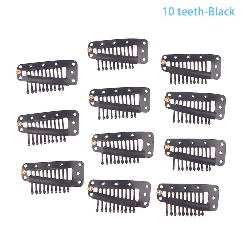10Pcs 9/10 Teeth Snap Wigs Clips Portable Metal Snap Hair Clips For Hair Extensions Accessories Tool10 Pcs Hair Extension Clips