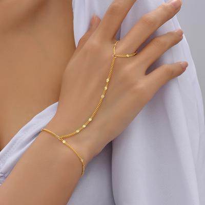 Simple Thin Chain Connected Finger Bracelets Accessories for Women Elegant Adjustable Chain Bracelet Gifts New Trend